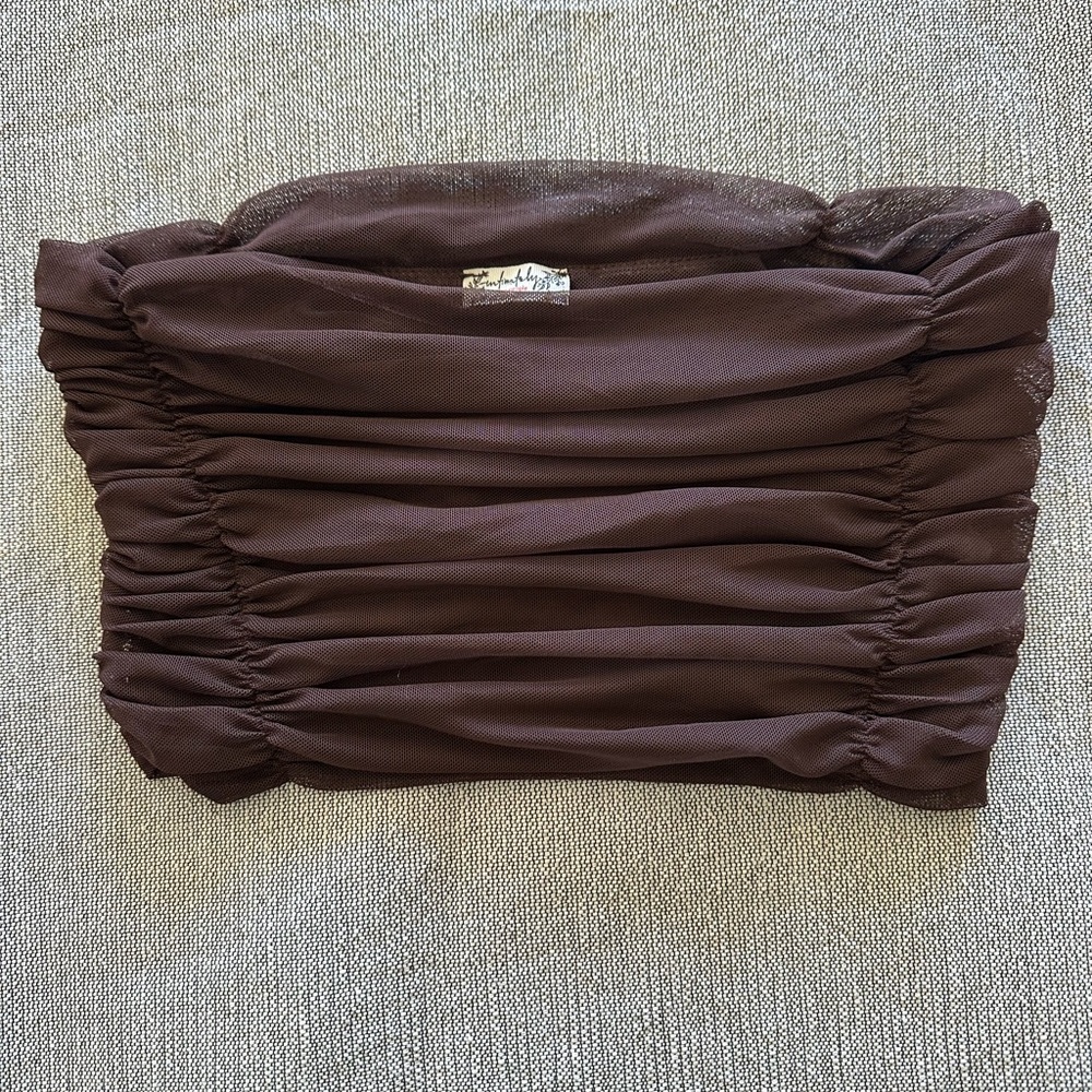 Free People Dark Brown Ruched Crop Top